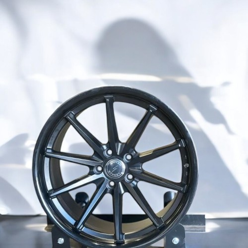 19X9.5 5X113 SAIYAN WHEELS FF1302 CB72.6MM 35MM MATTE BLACK GLOSS  BLACK LIP