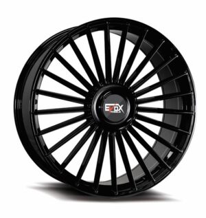 22 X10.5 5X120 5X127 EVOX WHEELS E2611 CB78.1MM 38MM GLOSS BLACK FLOATING CAP