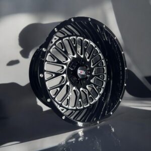 22X12 5X127 5X139.7 EVOX WHEELS E4259 CB78.1MM -44MM GLOSS BLACK MILLED+DOTS