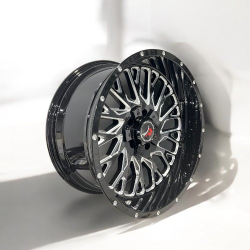 20X10 5X127 5X139.7 PISTON OFF-ROAD  WHEELS P3923 CB78.1MM -12MM GLOSS BLACK MILLED