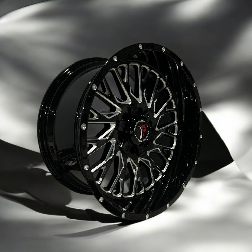 20X10 6X135 6X139.7 PISTON OFF-ROAD  WHEELS P3923 CB106.1MM -12MM GLOSS BLACK MILLED