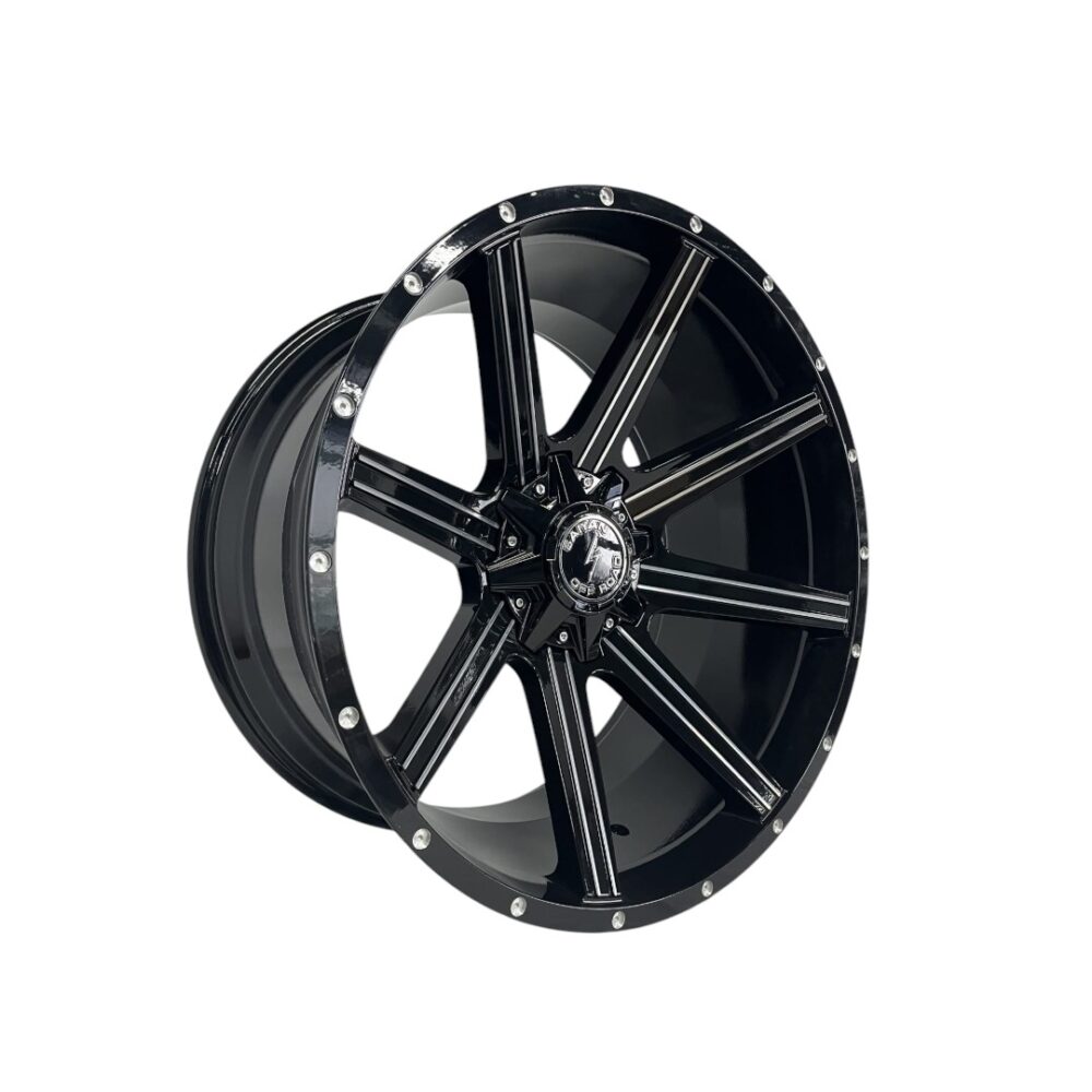 24X12 5X127 5X139.7 SAIYAN WHEELS CB78.1MM -44MM BLACK MACHINED+MILLED DOT